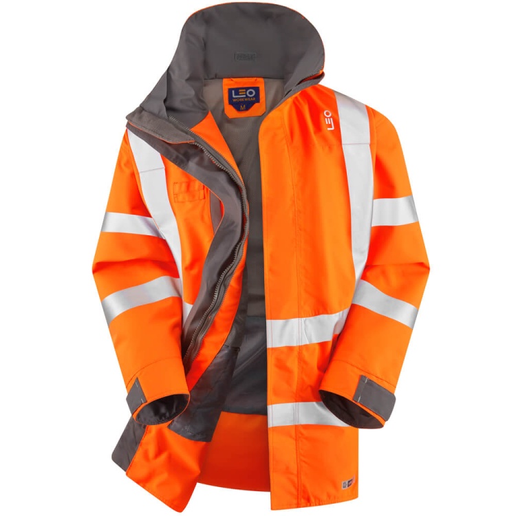 Leo Workwear A07-O-LEO EASTLEIGH Leo EcoViz 10K Performance Breathable Anorak Orange